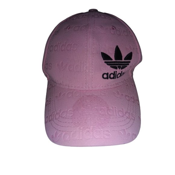 Adidas Logo Pink Baseball Hat Adjustable Buckle Strap Unisex Pink Cap One Size - Picture 2 of 10